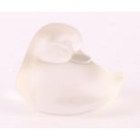 A satin pressed glass sculpture of a duck, Lucienne Bloch, ca. 1940.