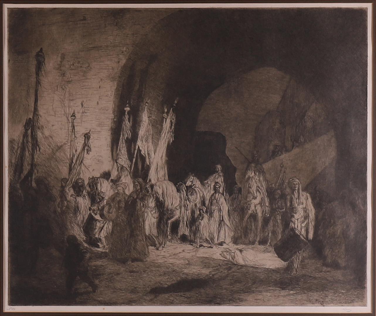 Bauer, Marius Alexander J (The Hague 1864-1932) 'Turkish procession', - Image 2 of 4