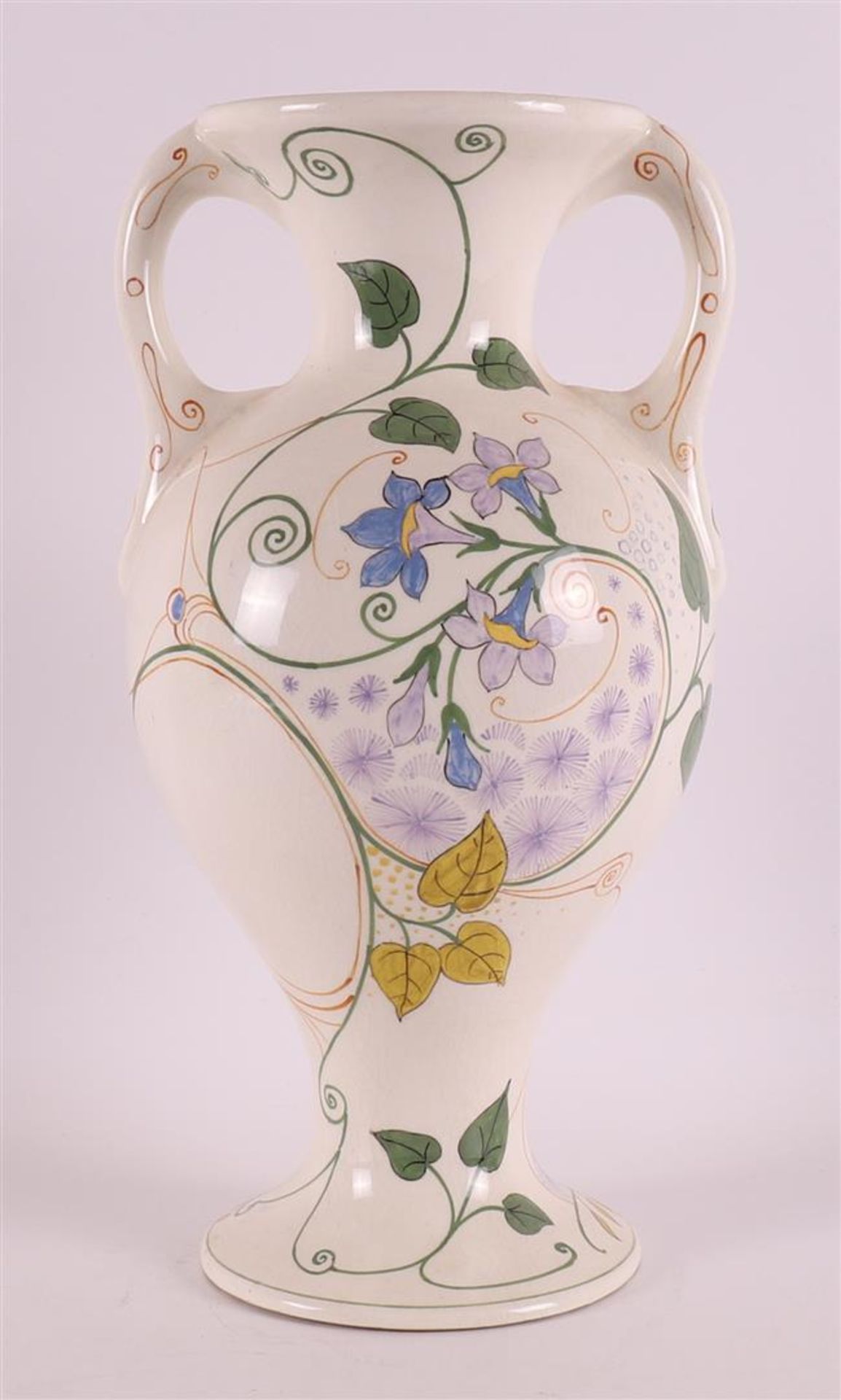 A pottery baluster-shaped vase with handles, ca. 1915. - Image 2 of 6