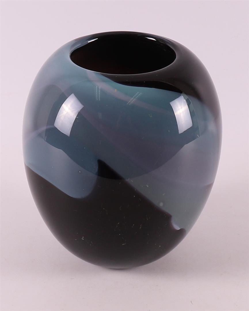 A black/blue/grey glass vase, design & execution Cees van Olst.