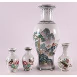 Four various porcelain baluster-shaped vases, China, 20th century.
