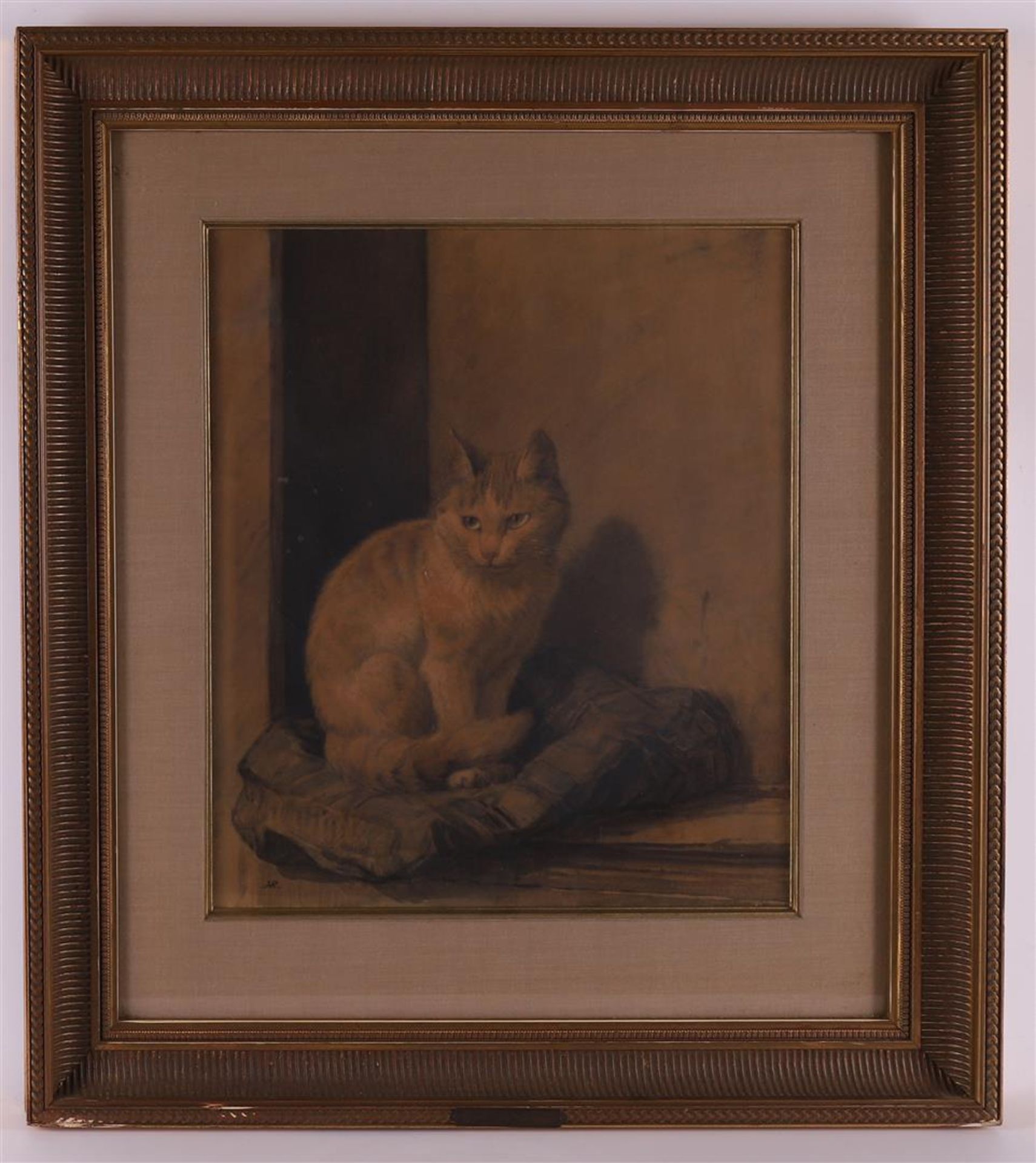 Ronner-Knip, Henriëtte 1821 - 1909) 'Sitting cat on a cushion'