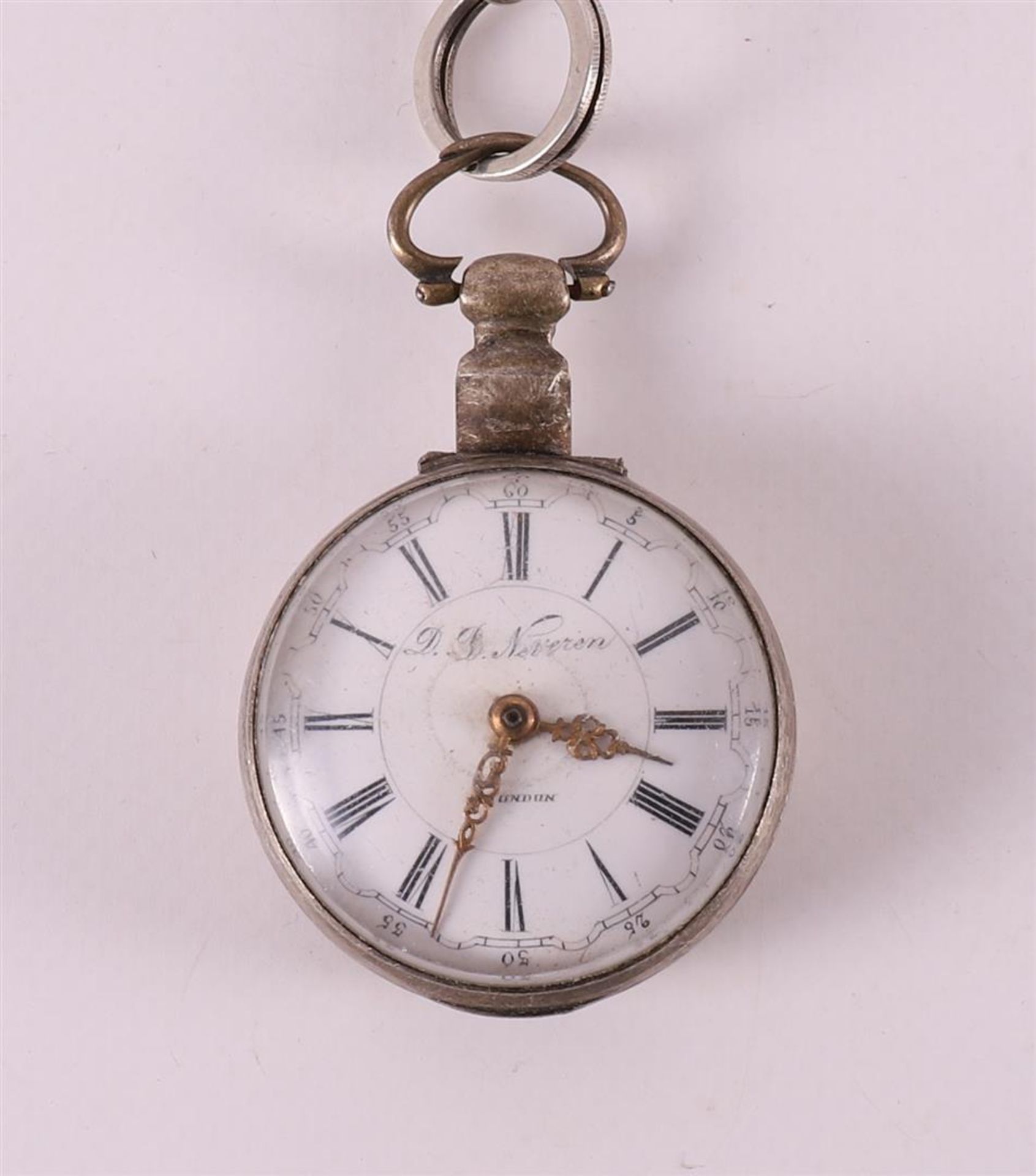 A men's waistcoat pocket watch, so-called tuber in silver case, 18th century. - Image 2 of 4