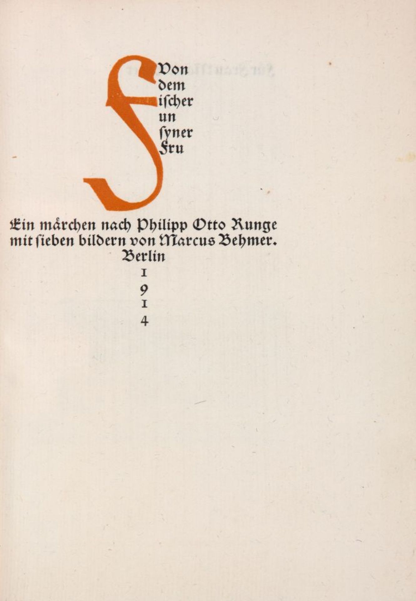 P. O. Runge / M. Behmer, Von dem Fischer un syner Fru. Bln 1914. - Ex. 159/180. - Image 2 of 2