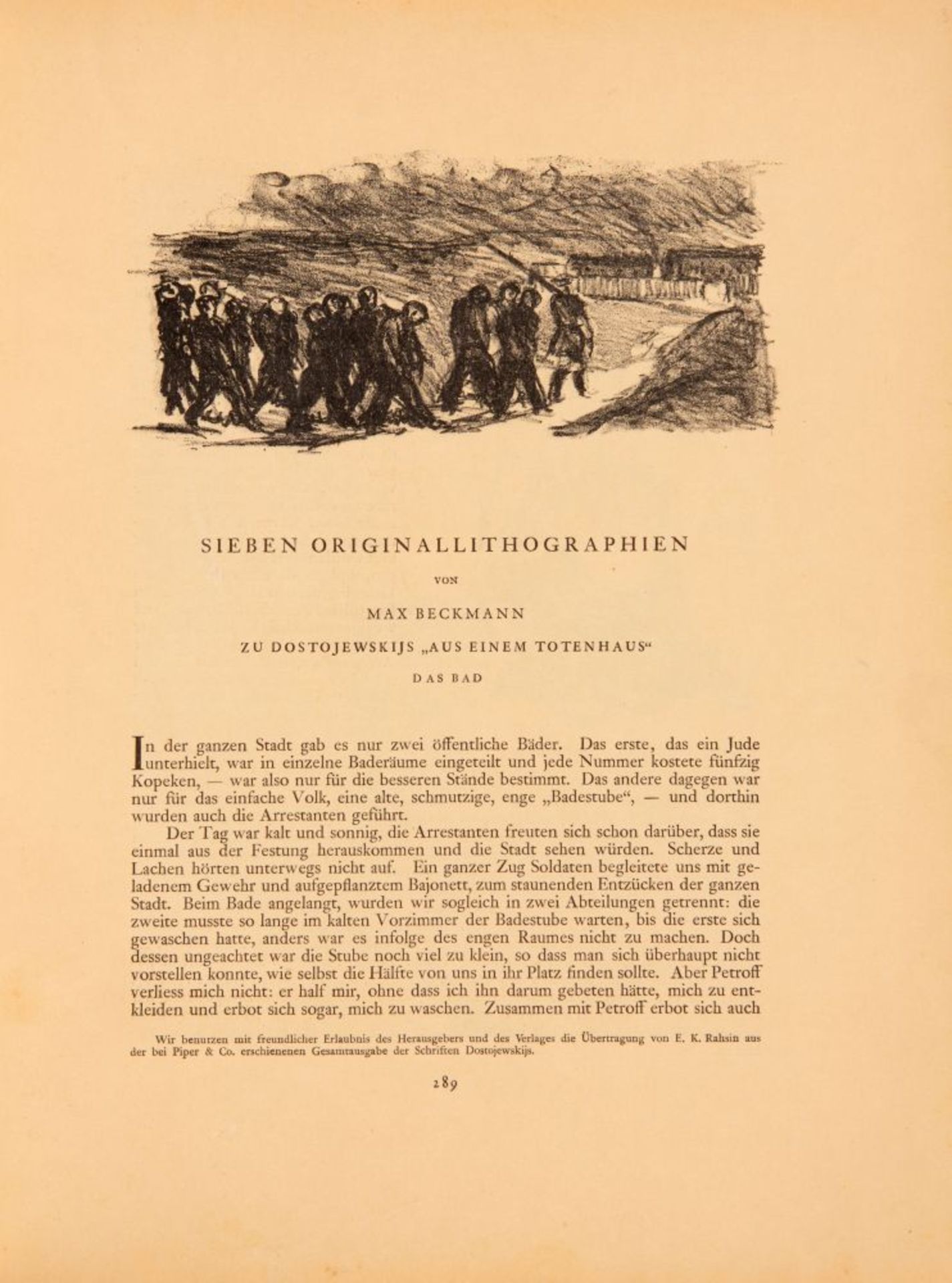 M. Beckmann, Heft mit 7 Originallithographien zu Dostojewskijs' Totenhaus. In: Kunst und Künstler. B - Image 2 of 2