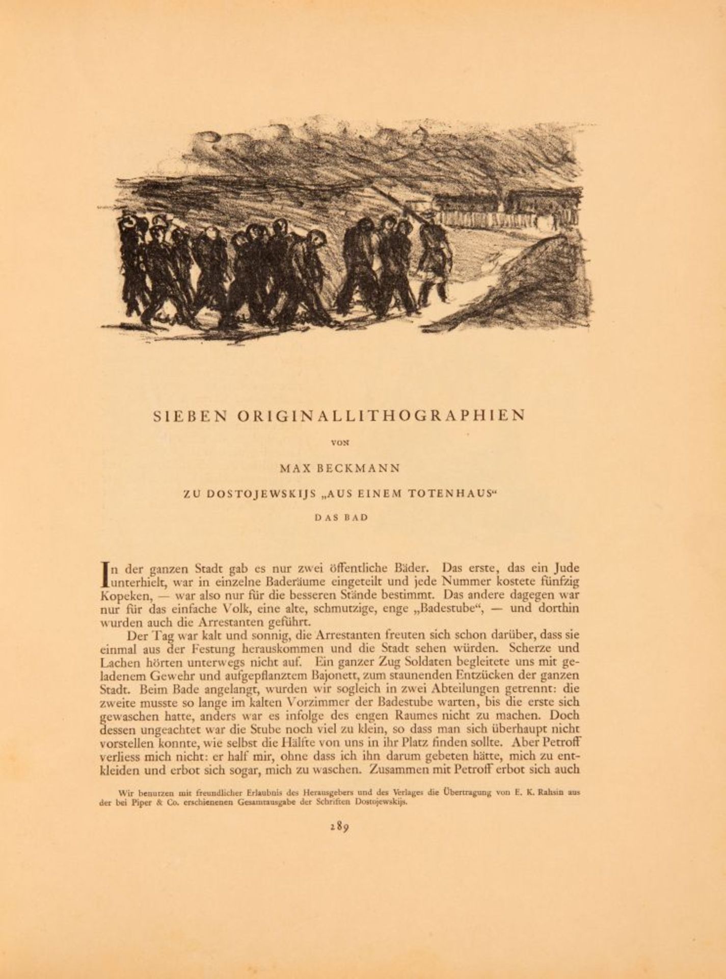 M. Beckmann, Heft mit 7 Originallithographien zu Dostojewskijs' Totenhaus. In: Kunst und Künstler. B - Bild 2 aus 2