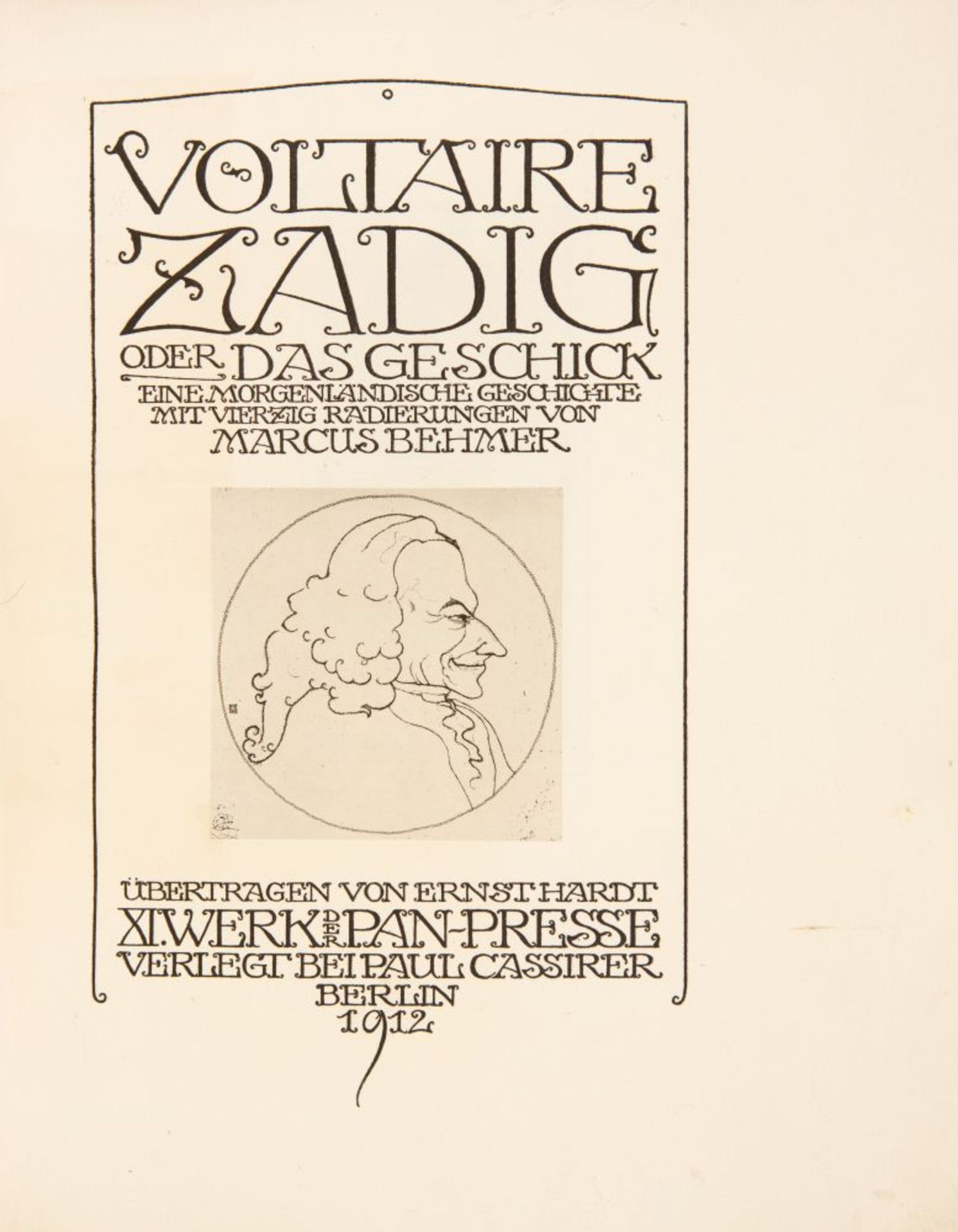 Voltaire / M. Behmer, Zadig. Berlin 1912. - Ex. 27/ 80, signiert. - Bild 2 aus 3