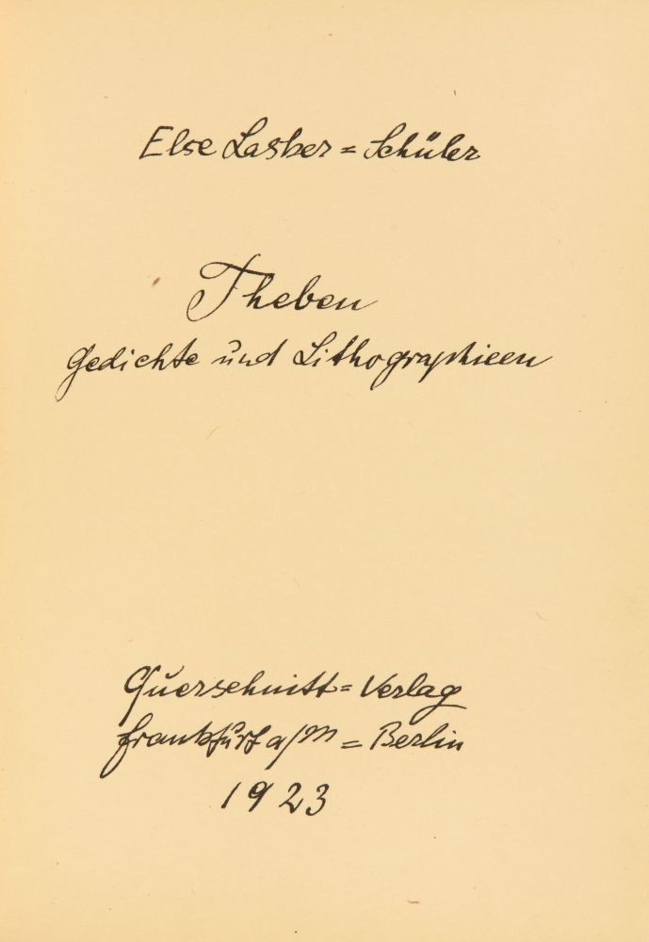 E. Lasker-Schüler, Theben. Gedichte und Lithographien. Ffm. u. Bln. 1923. Ex. 192/250. - Bild 2 aus 4