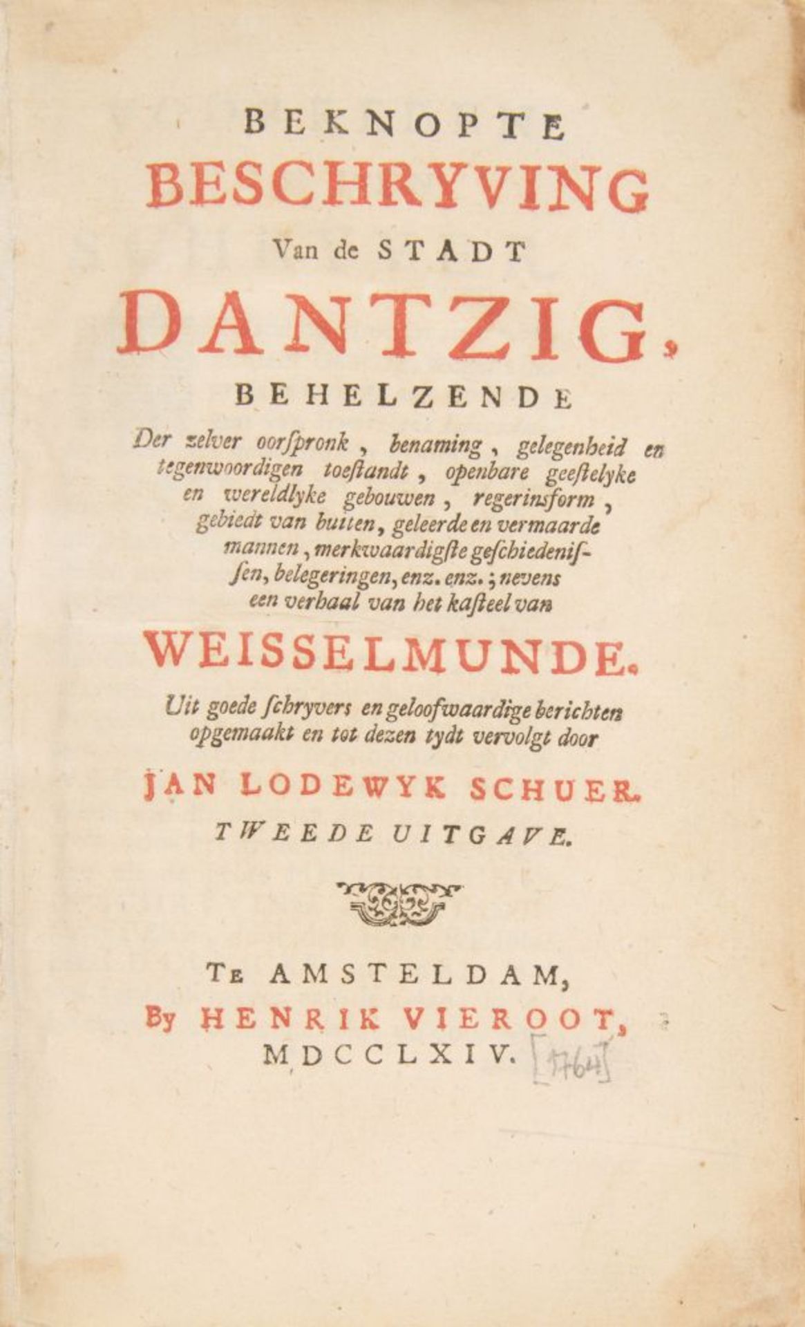 J. L. Schuer, Beknopte beschyving van Danzig. Amsterdam 1764. - Bild 2 aus 4