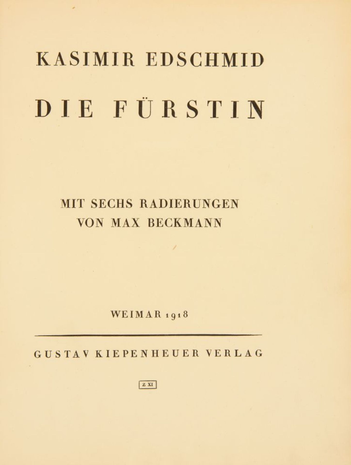 K. Edschmid / Max Beckmann, Die Fürstin. 1918. - Ex. 315/500. - Bild 2 aus 4