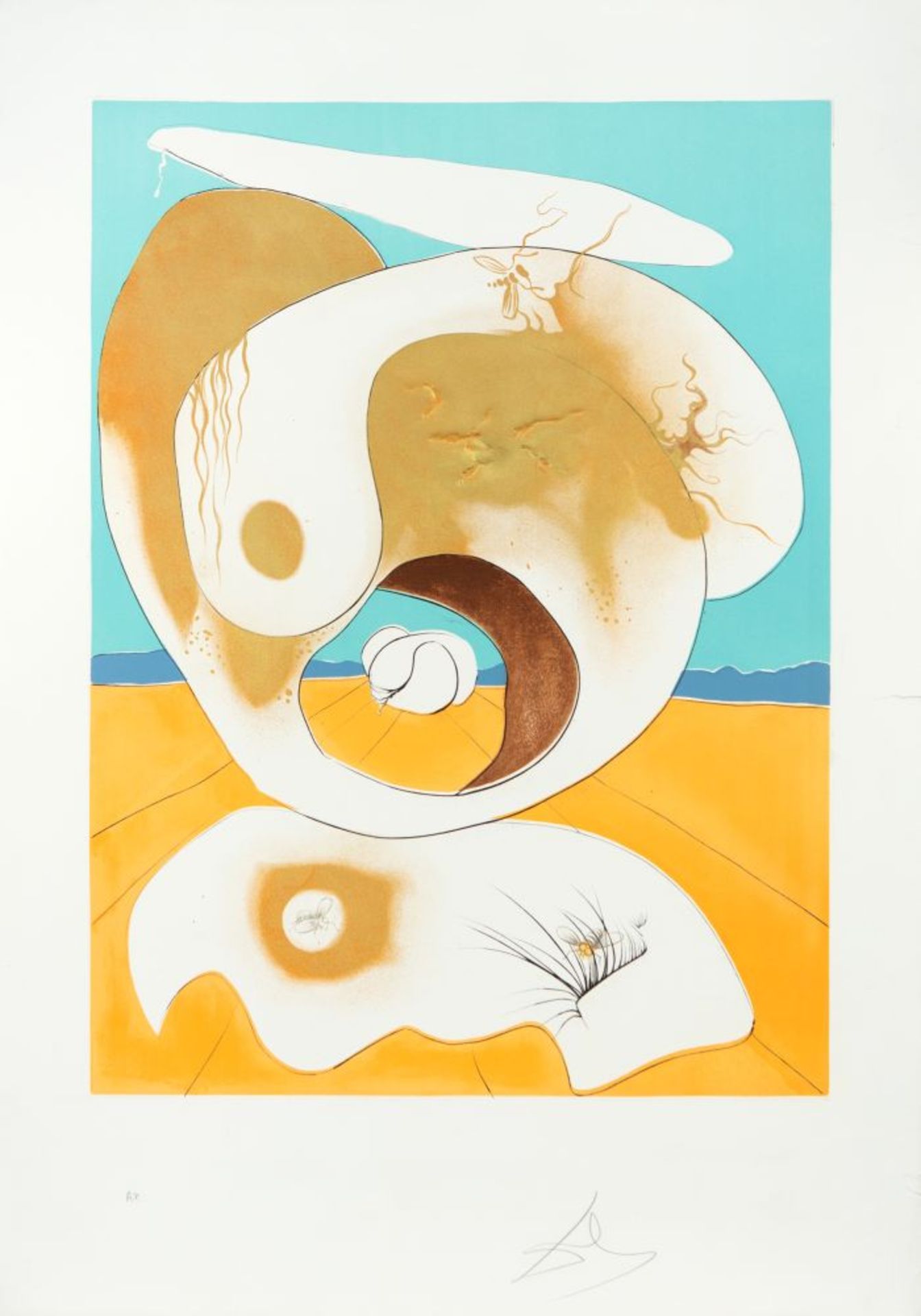 Salvador Dalí. Vision planétaire et scatologique. (Aus: La Conquête du cosmos). 1974. Kaltnadelradie