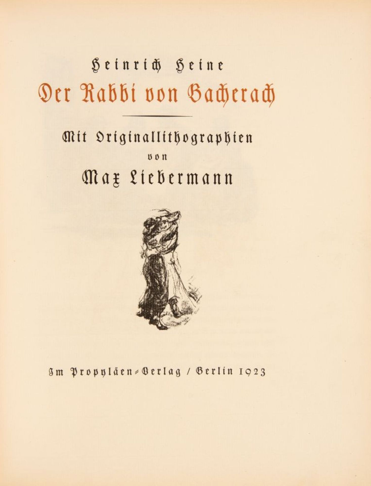 H. Heine/ Max Liebermann, Der Rabbi von Bacharach. Berlin 1923. Ex. 21/100 der VA. - Bild 2 aus 3