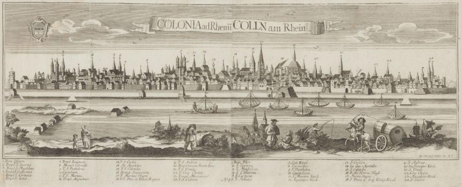 Köln. - Gesamtansicht von J. Ch. Haffner, um 1720. Kupferstich.