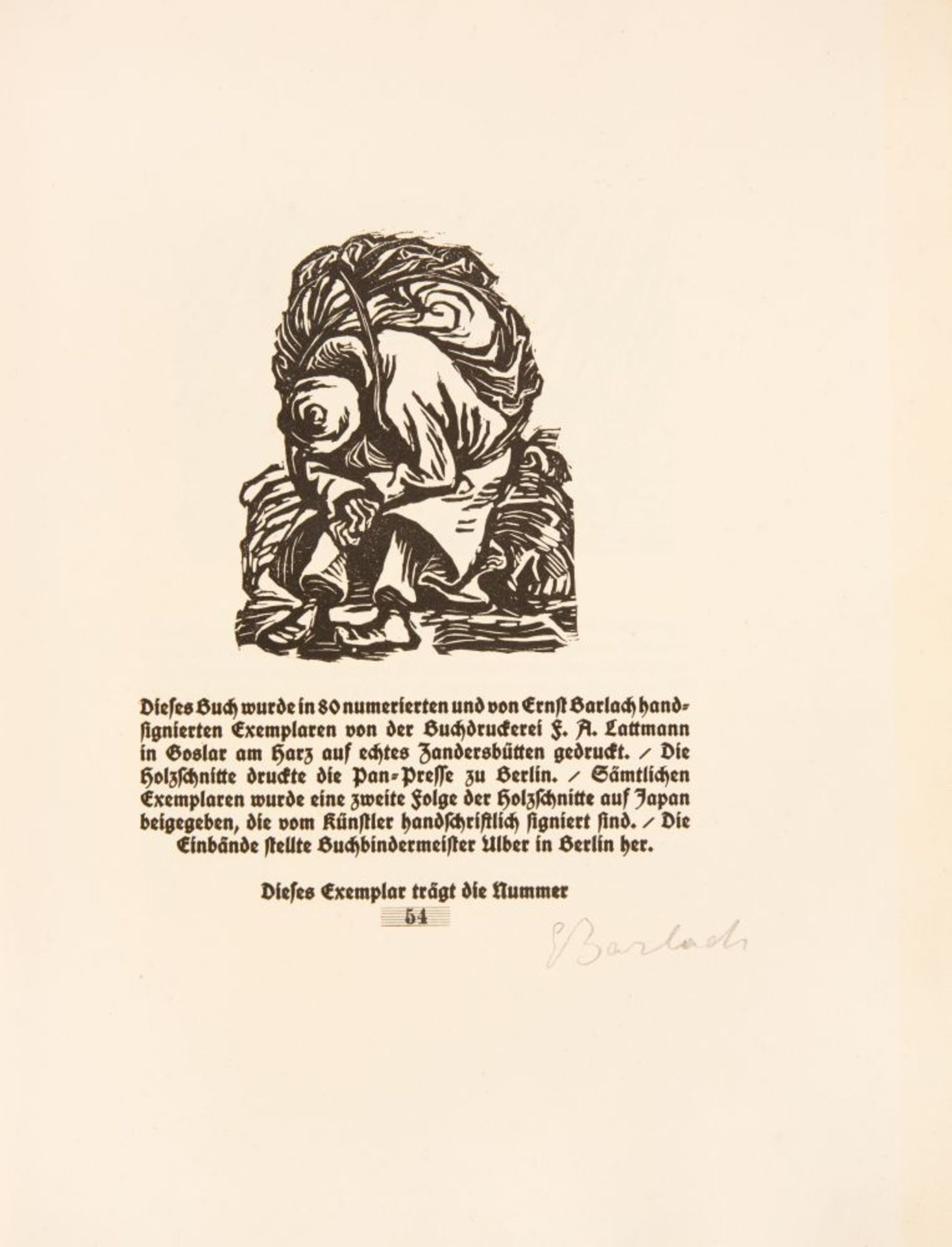 E. Barlach, Der Findling. Berlin 1922. Ex. 54/80.