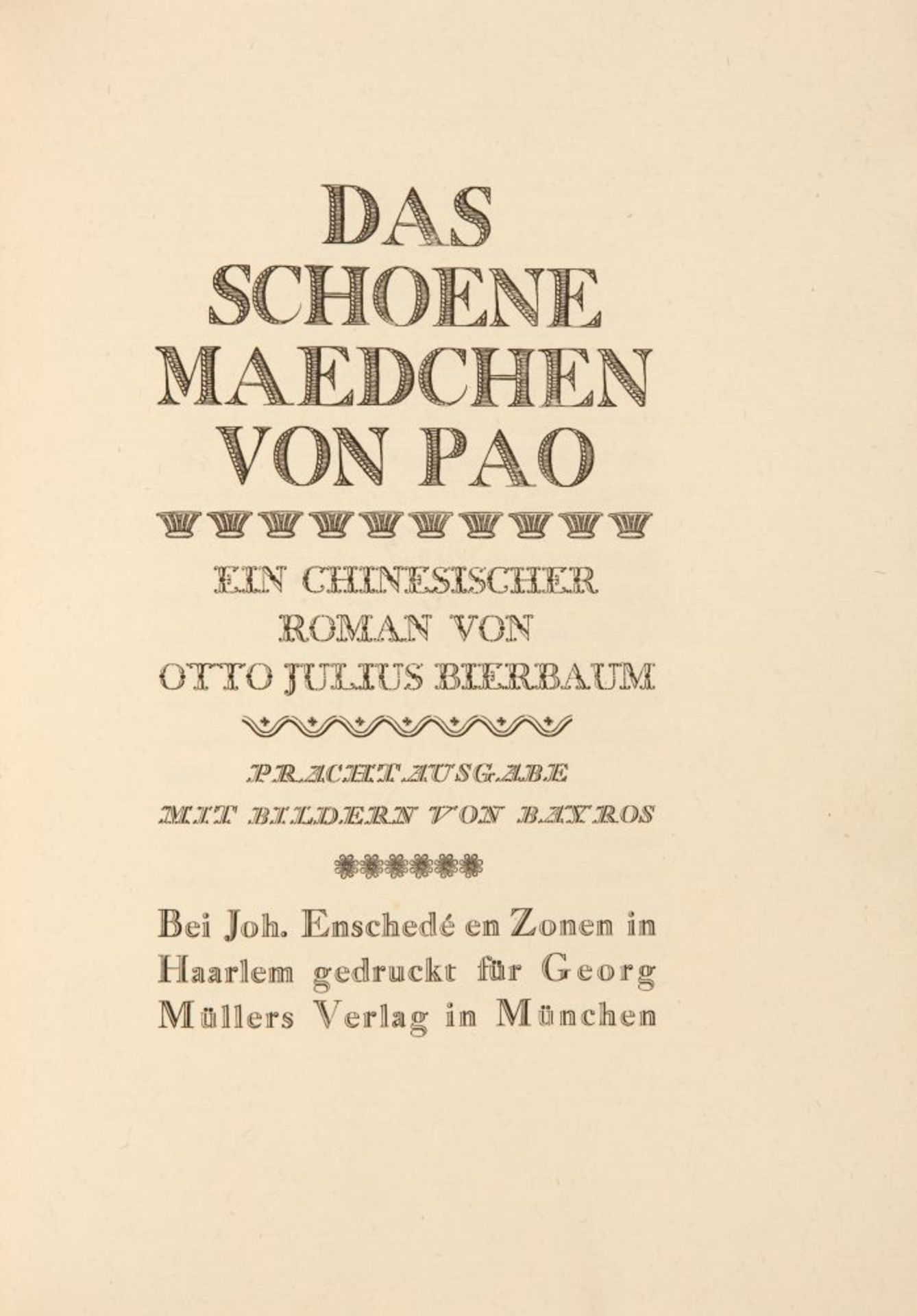 O. J. Bierbaum / F. v. Bayros, Das schöne Mädchen von Pao. München 1910. Ex. 443/600. - Bild 2 aus 3