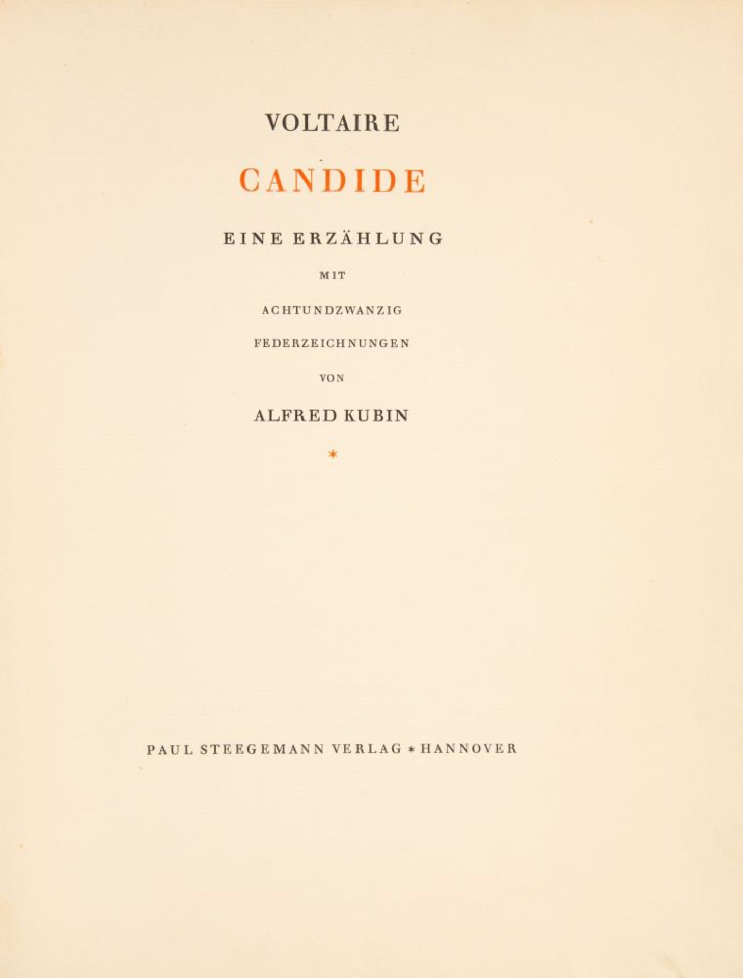 F. M. A. de Voltaire / A. Kubin, Candide. Hannover 1922. - Ex. 18/50. - Bild 2 aus 3