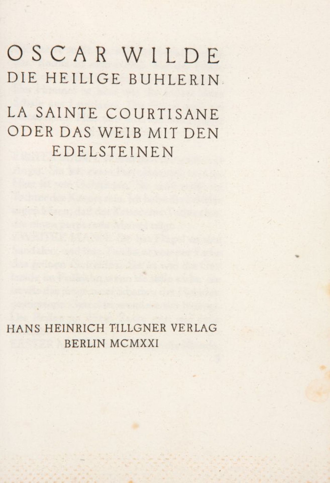 O. Wilde / M. Behmer, Die heilige Buhlerin. Bln. 1921. - Ex. 224/500. - Bild 2 aus 2