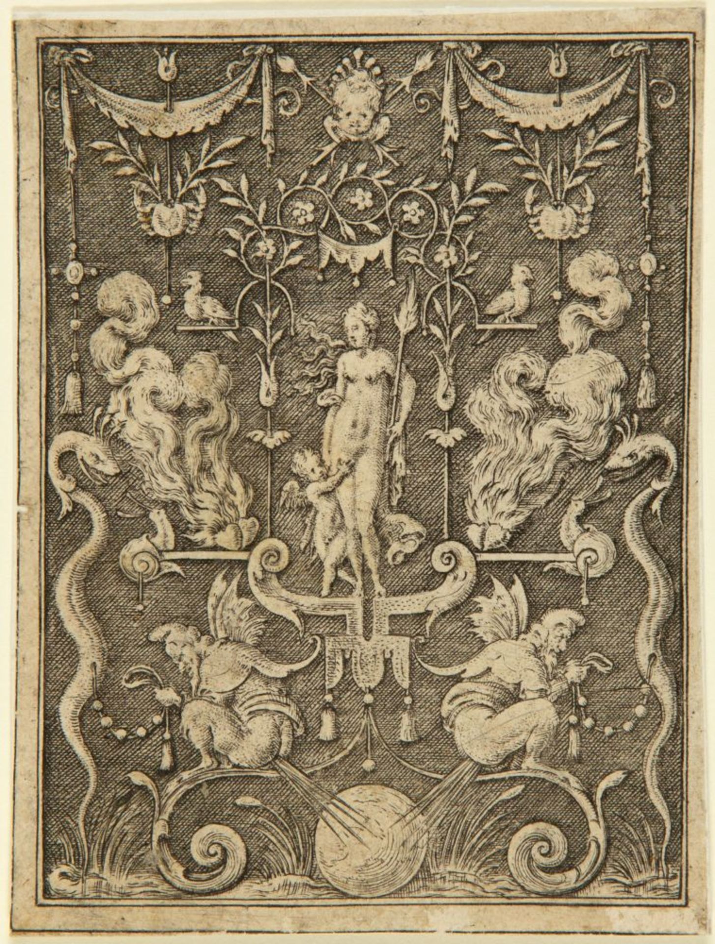 Etienne Delaune. Venus mit Amor. Um 1570. Kupferstich. R.-D. 420.