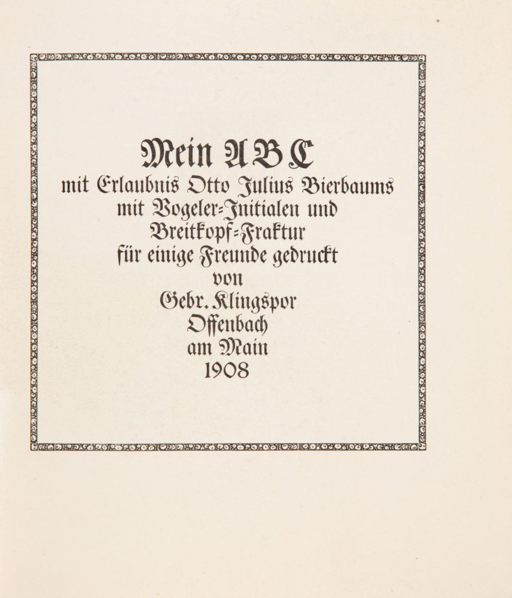 O. J. Bierbaum / H. Vogeler, Mein ABC. Offenbach 1908. - Bild 2 aus 2