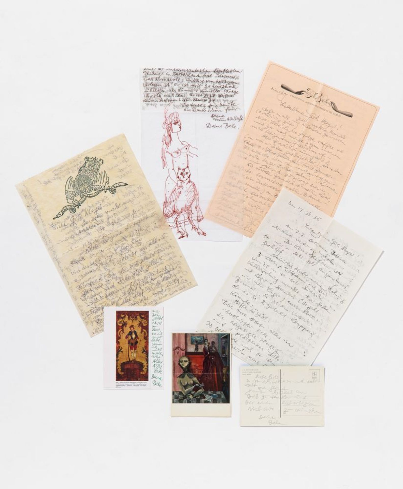 Bele Bachem, 40 eigh. Briefe, Karten, t. mit Zeichnungen. Von ca. 1974 bis um 2003. - An Gertrude Me - Image 3 of 12