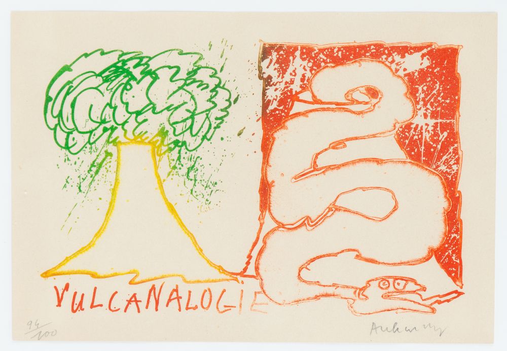 Pierre Alechinsky. Mangeur d'epluchures. 1963 / Vulcanalogie. 1971. 2 Blatt Farblithographien. Jewei