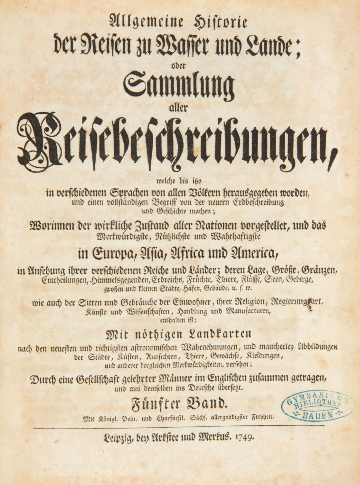 J.J. Schwabe; Hrsg., Reisebeschreibungen. Band V. Leipzig 1749. - Bild 2 aus 2