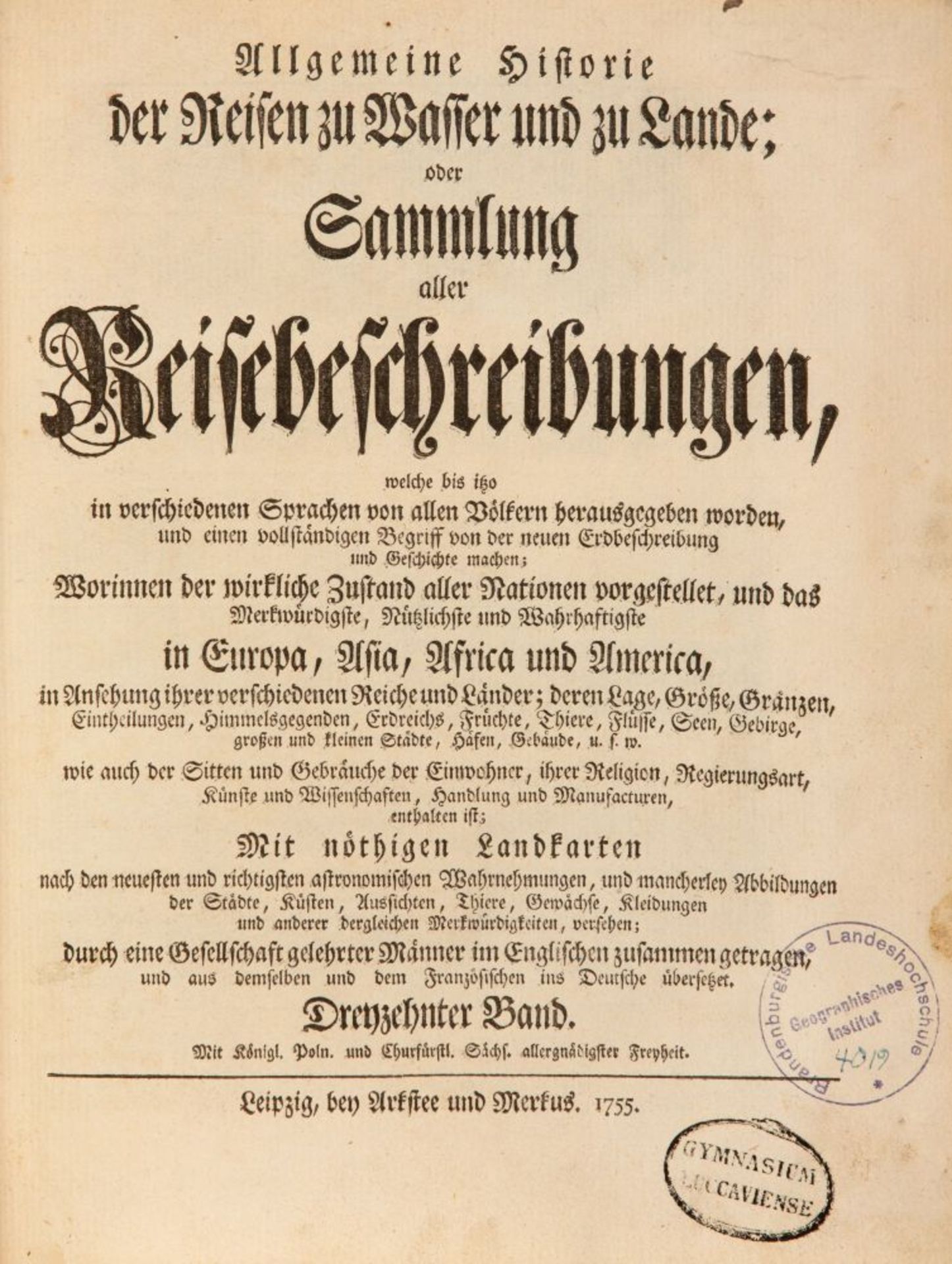 J.J. Schwabe; Hrsg., Reisebeschreibungen. Band XIII. Lpz 1755. - Bild 2 aus 3