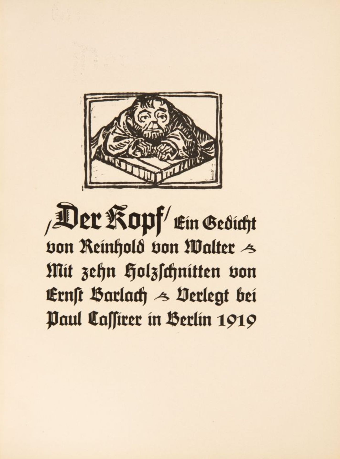 R. v. Walter / E. Barlach, Der Kopf. Bln 1919. - Ex. 183/200, sign. - Image 2 of 2