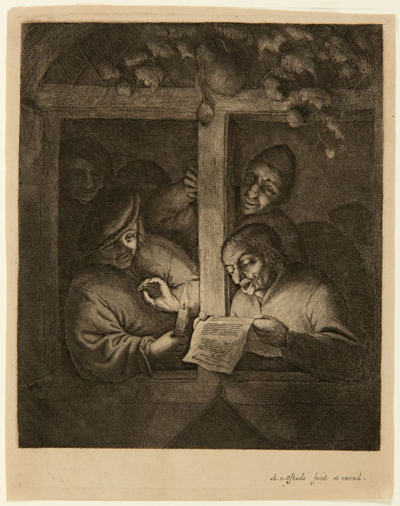 Adriaen van Ostade. Die Sänger am Fenster. Um 1667. Radierung. Godefroy 19, wohl VII (von VII).