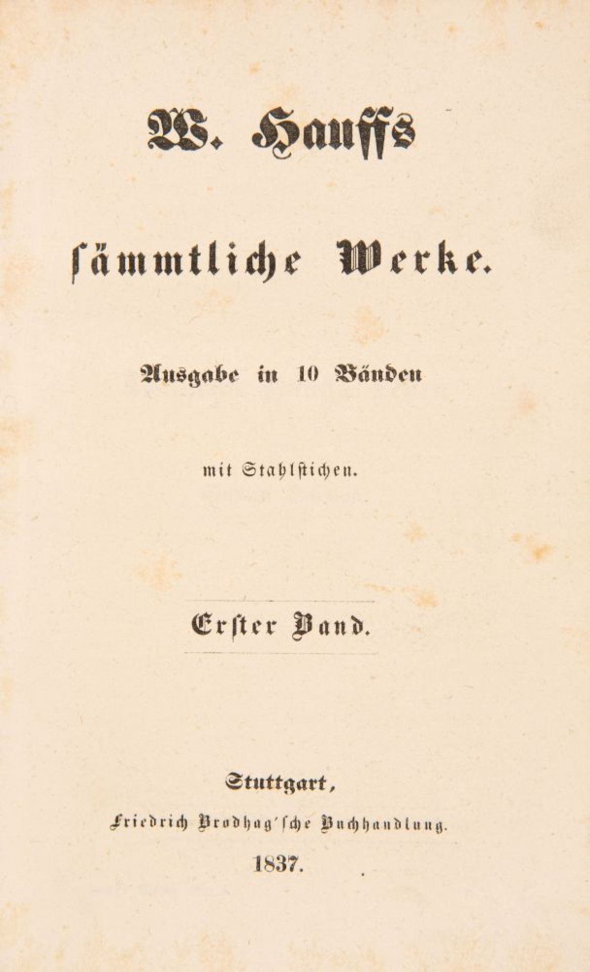 W. Hauff, Sämmtliche Werke. 10 in 9 Bde. Stgt 1837. - Bild 2 aus 2