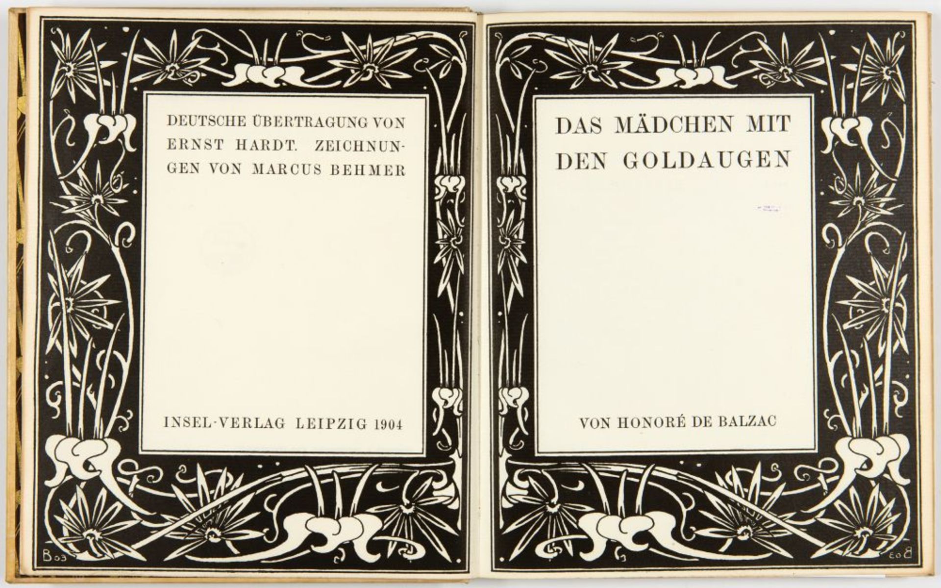 H. de Balzac / M. Behmer, Das Mädchen mit den Goldaugen. Lpz. 1904. - Bild 2 aus 3