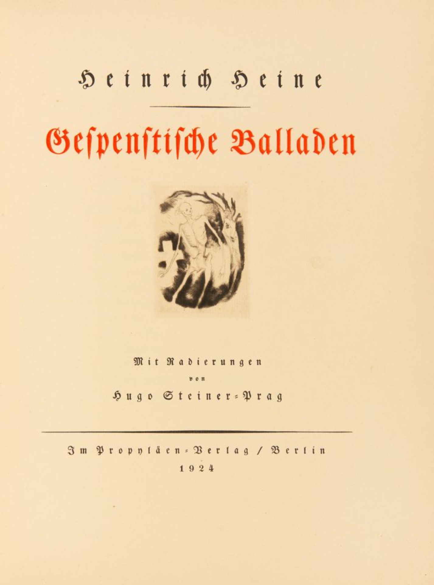 H. Heine / H. Steiner-Prag, Gespenstische Balladen. Bln. 1924. Ex. 24/100. - Bild 2 aus 5