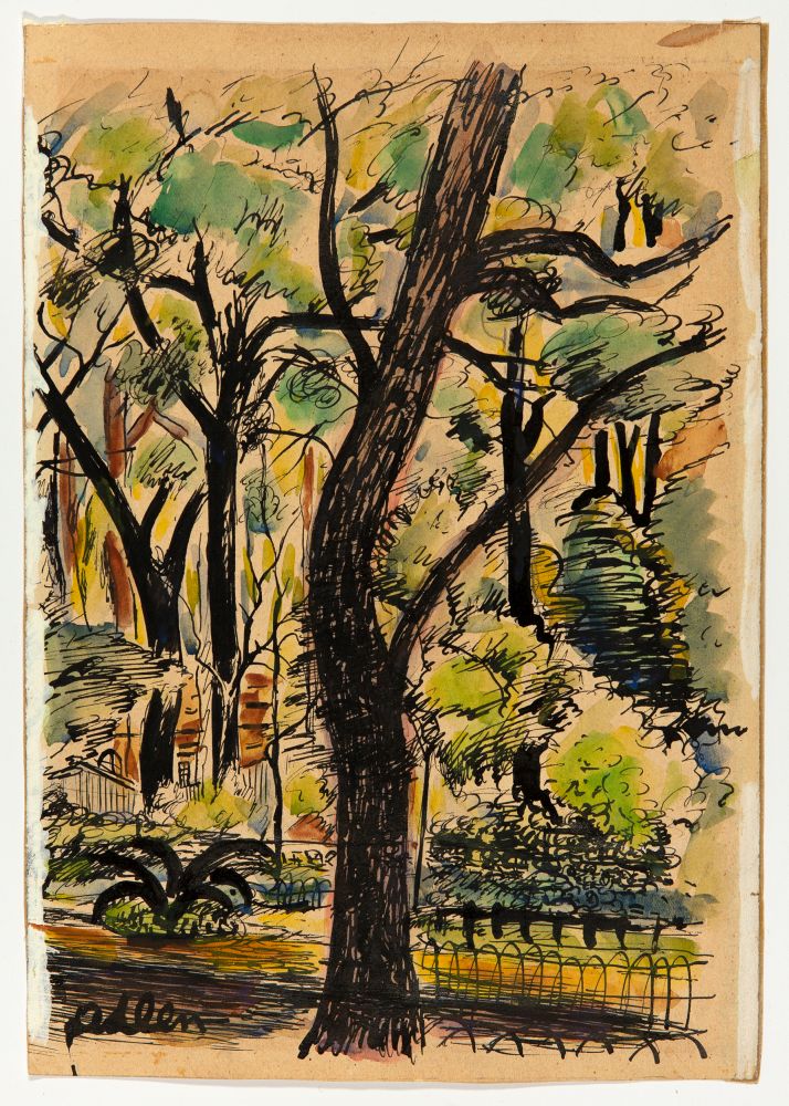 Michel Adlen. Schafe / Bäume / Frauen bei der Arbeit (1938). 3 Blatt Tusche, Aquarell und Gouache bz - Image 2 of 3