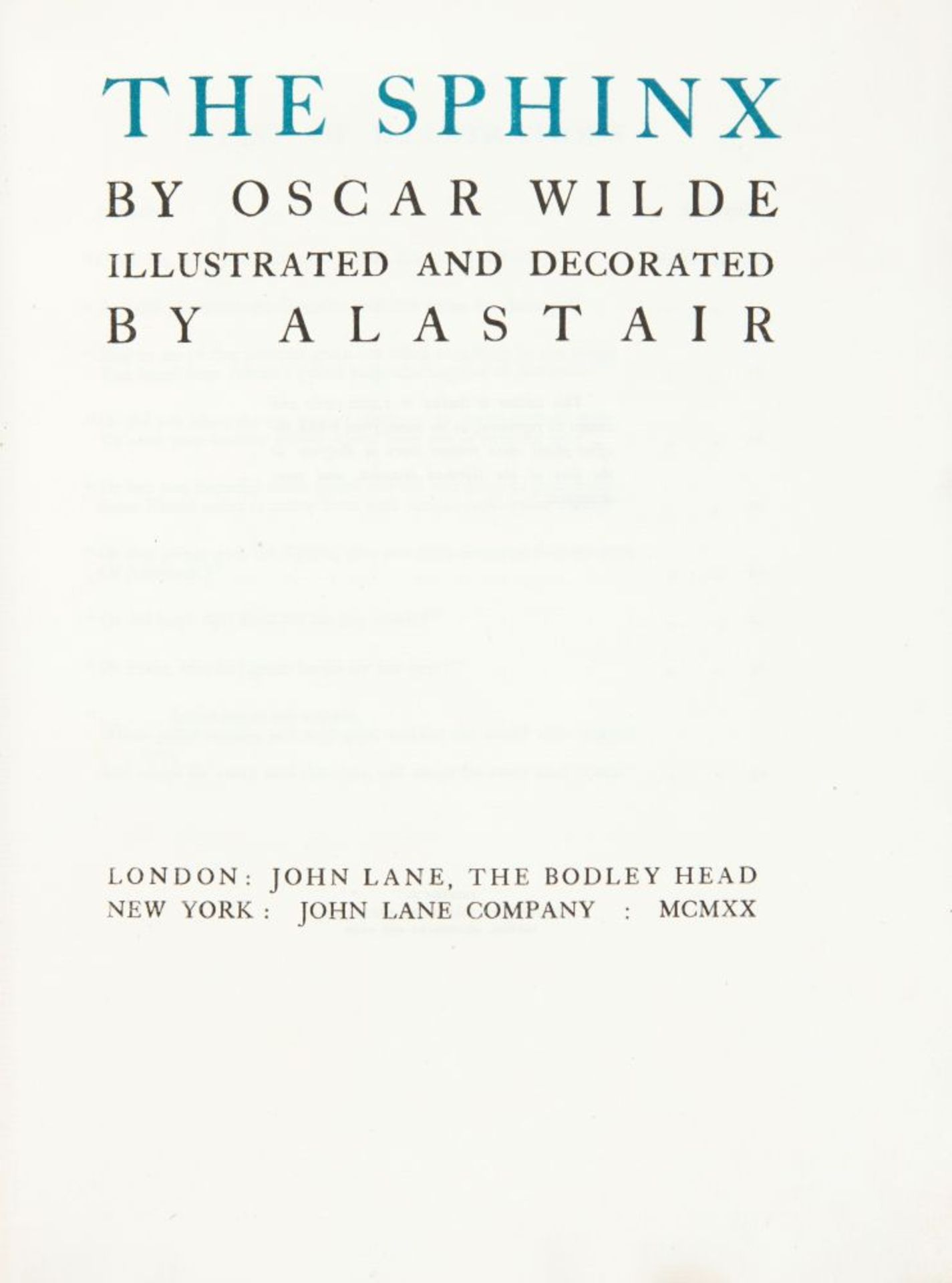 Alastair / O. Wilde, The Sphinx. London 1920. - 1000 Ex. - Image 2 of 3