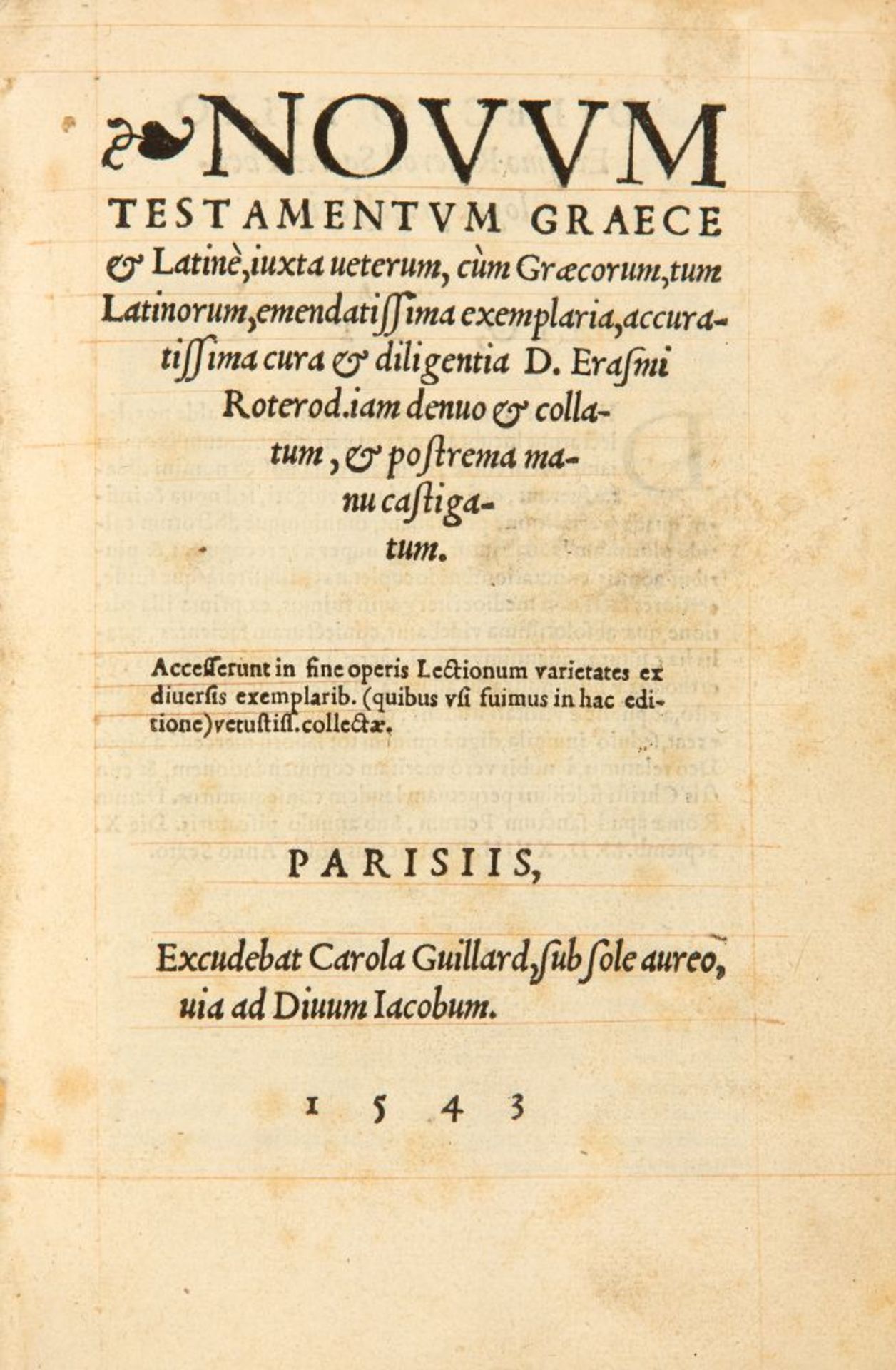 Novum testamentum Graece & Latine. Paris 1543.