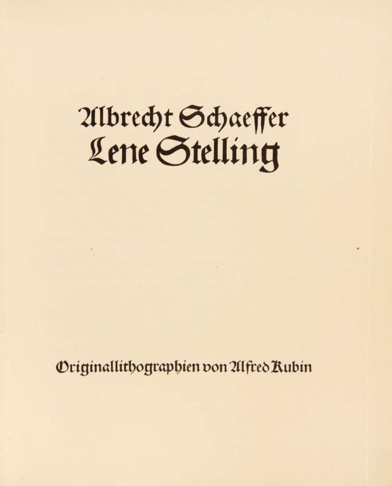 A. Schaeffer / A. Kubin, Lene Stelling . Bln 1923. - Ex. XXIII/L der VA. - Bild 2 aus 3