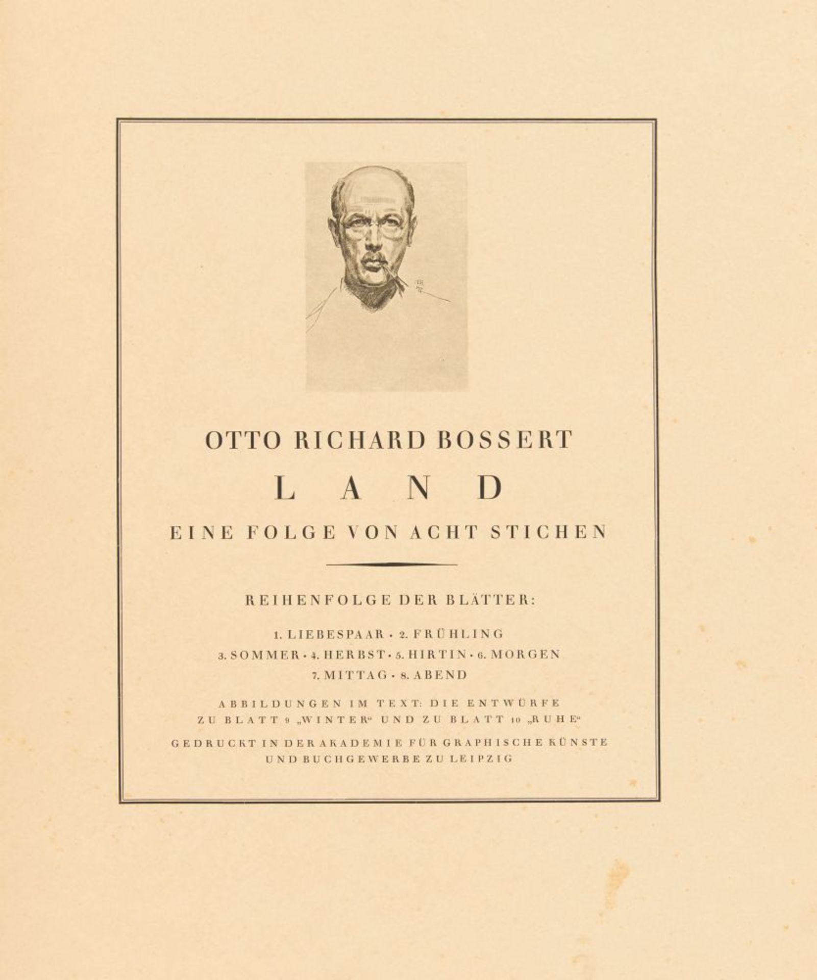 O. R. Bossert, Land. Folge von 8 Stichen. Leipzig 1919. - Bild 2 aus 2