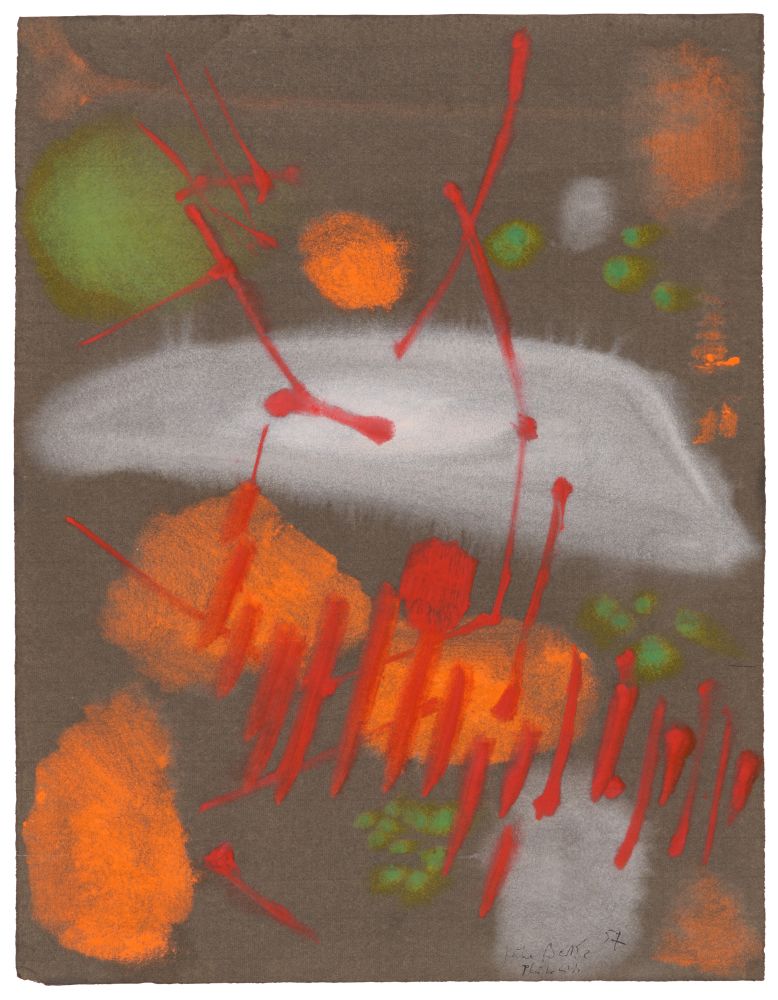 Hubert Berke. Ohne Titel (Pluto weiß). 1957. Mischtechnik. Signiert.