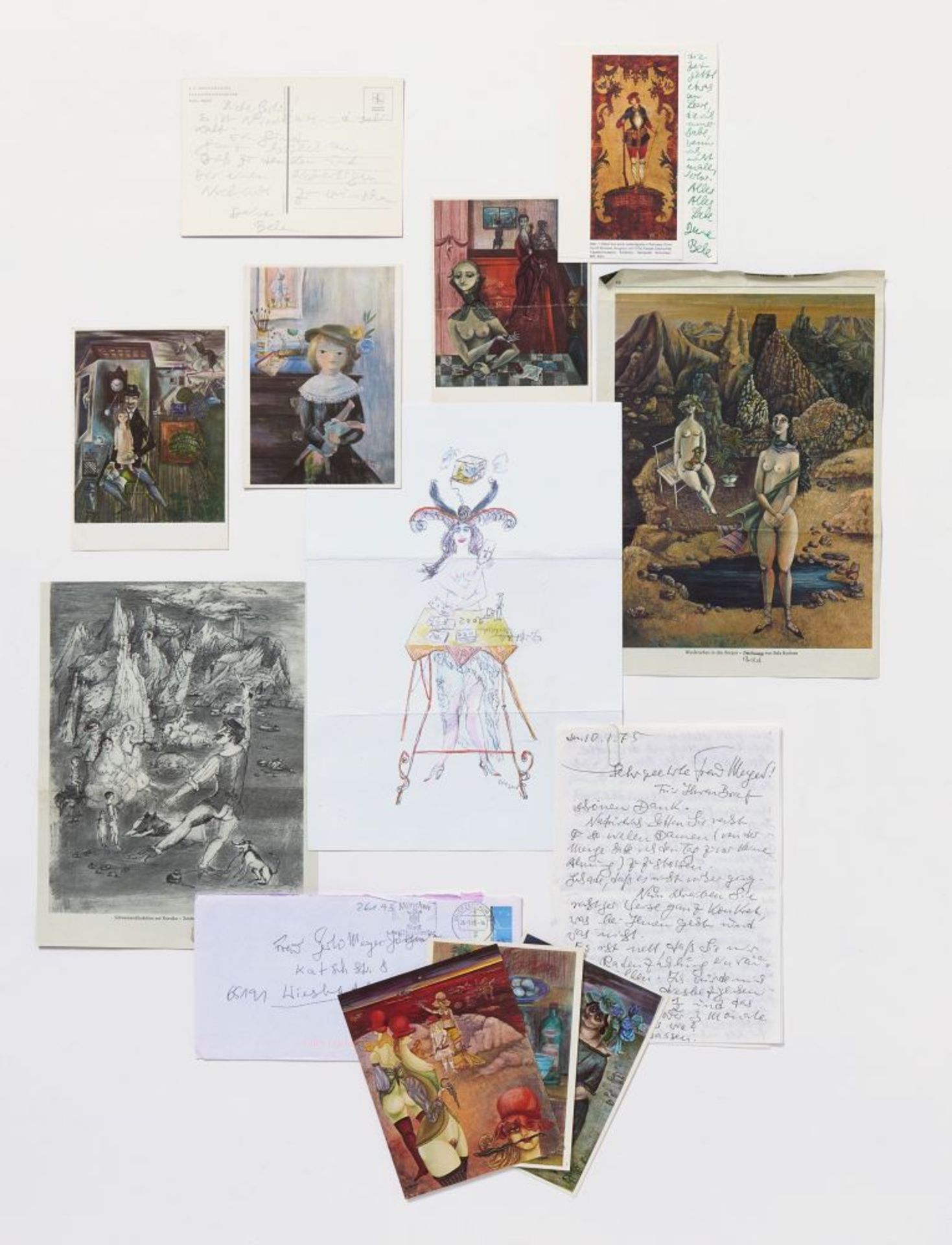 Bele Bachem, 40 eigh. Briefe, Karten, t. mit Zeichnungen. Von ca. 1974 bis um 2003. - An Gertrude Me - Bild 9 aus 12