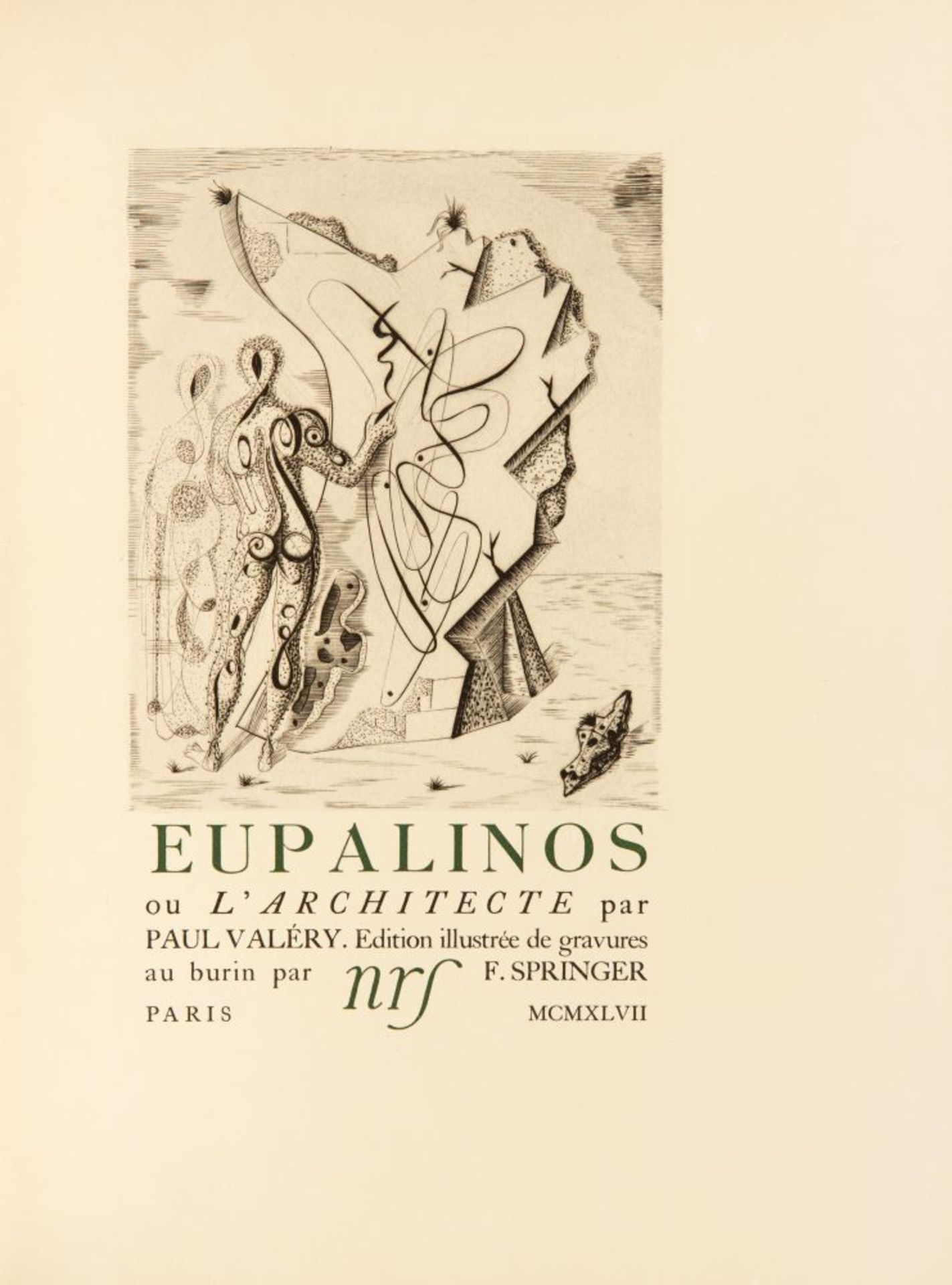 P. Valéry / F. Springer, Eupalinos ou l'architecte. Paris 1947. Ex.103/270. mit e. Brief. - Bild 2 aus 3