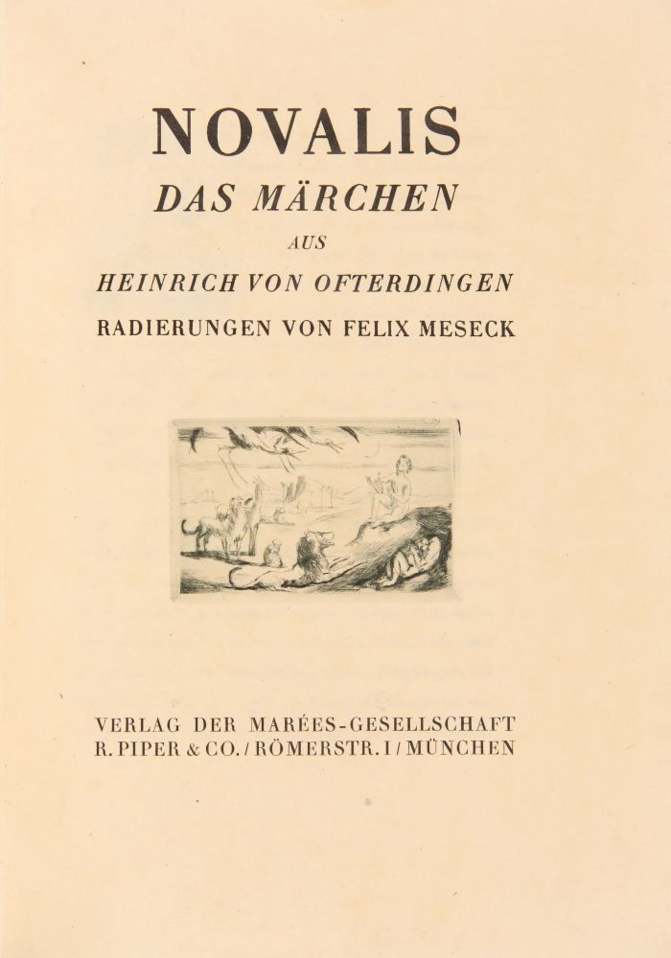 Novalis / F. Meseck, Das Märchen aus Heinrich von Ofterdingen. München 1920. Ex. XXXIX/65 mit Suite. - Bild 4 aus 4
