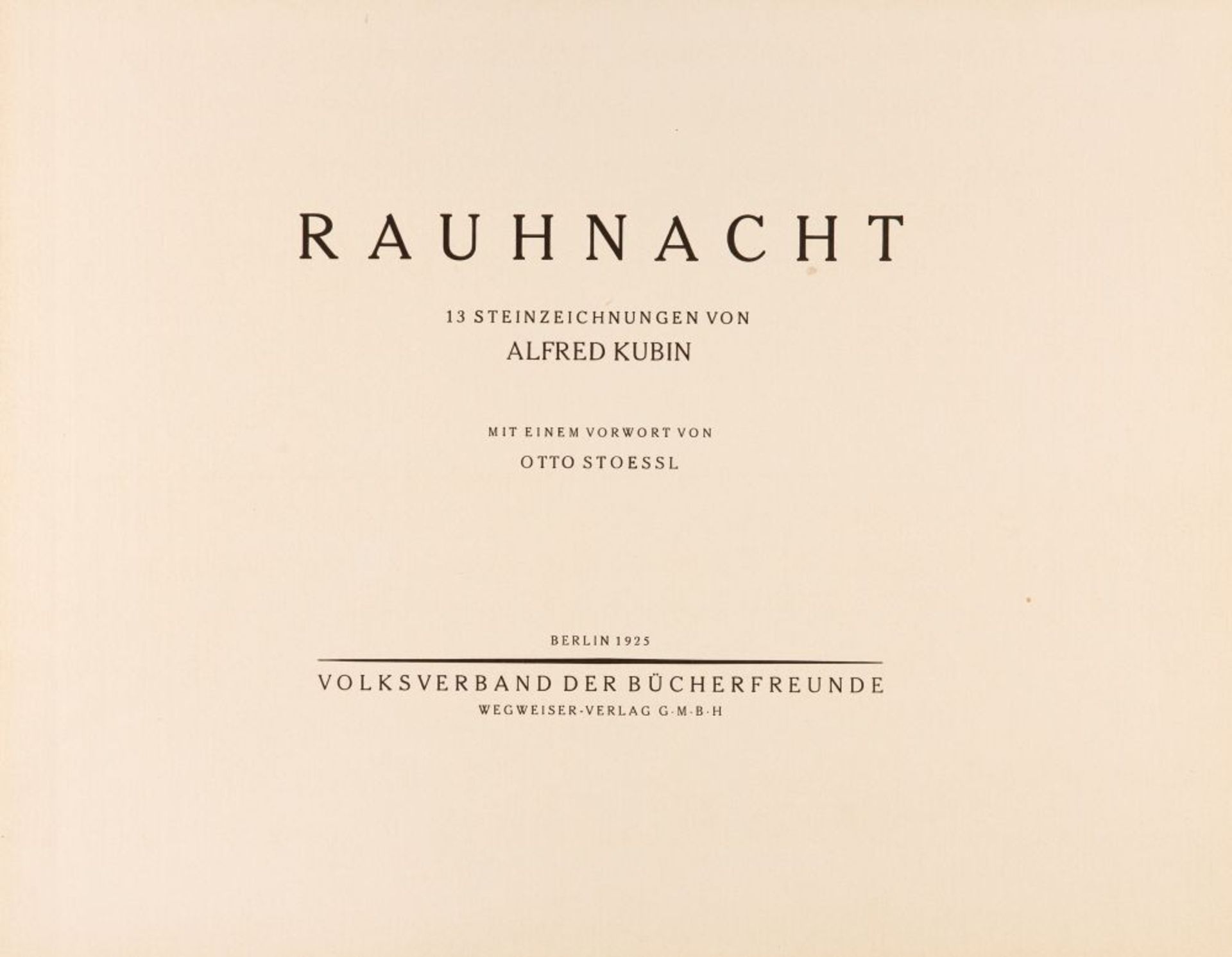 A. Kubin, Rauhnacht. Vorw. O. Stoessl. Berlin 1925. - Druckverm. signiert. - Bild 2 aus 2