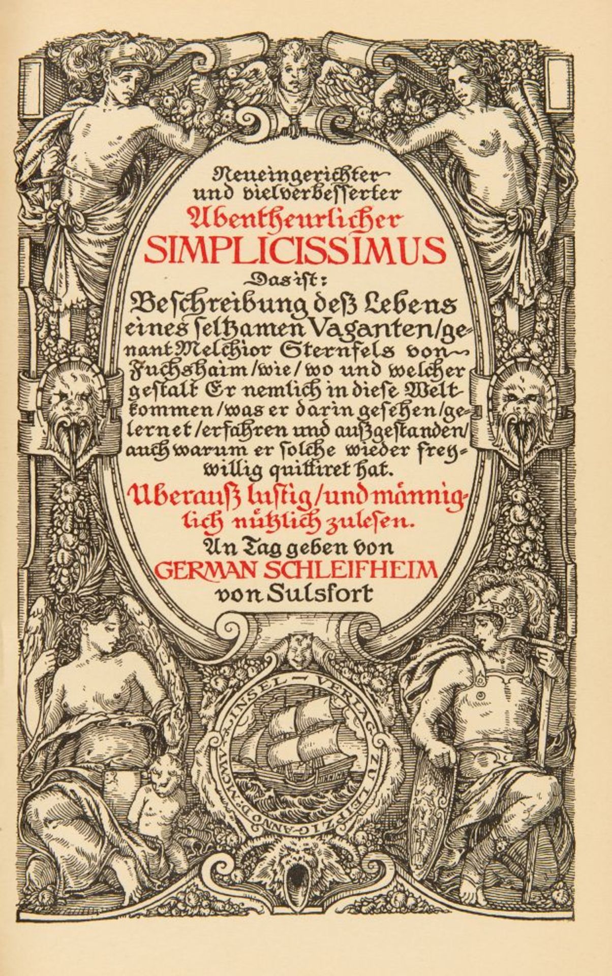 H. J. Ch. v. Grimmelshausen / W. Tiemann, Simplicianische Schriften. 2 Bde. Leipzig 1905-1908. Ex. 3 - Bild 2 aus 2