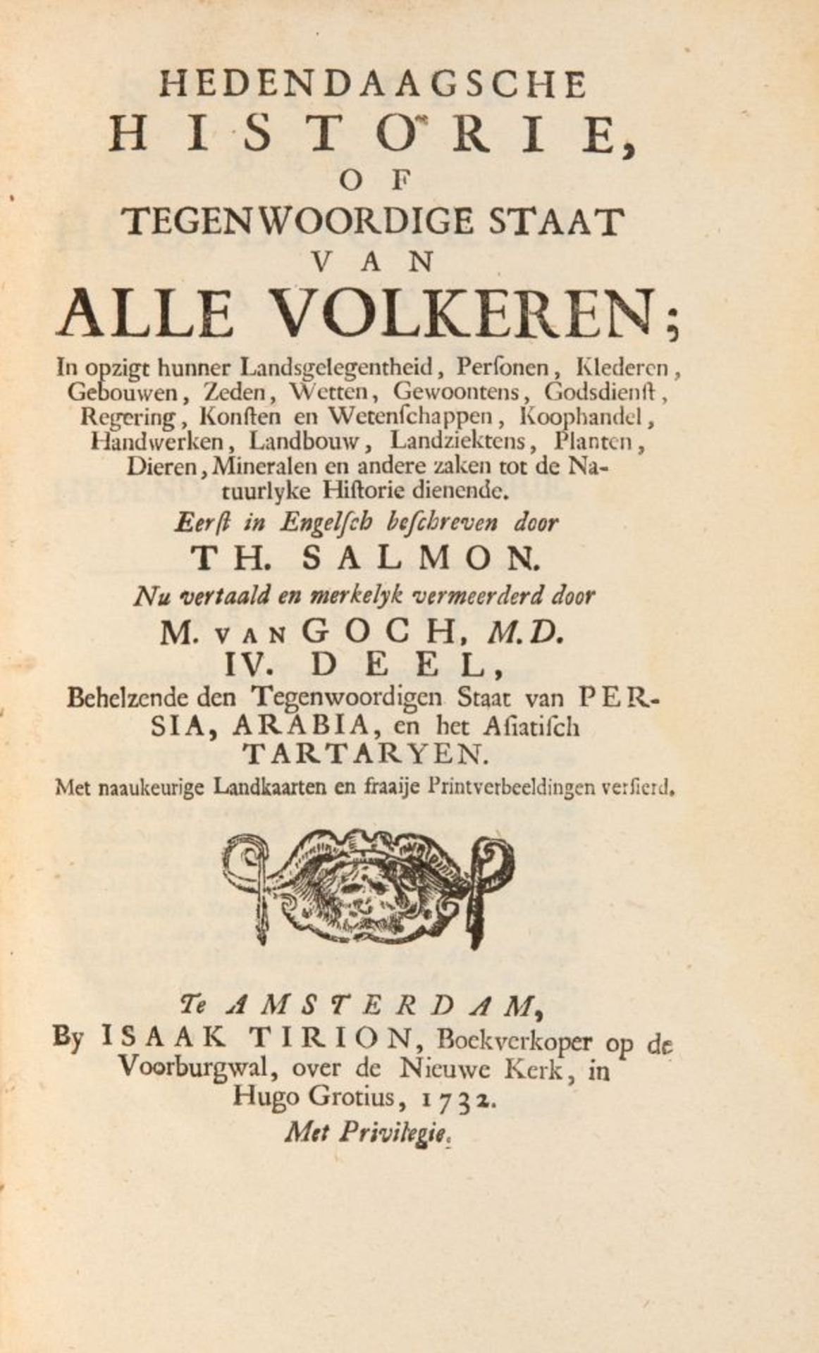 T. Salmon, Hedendaagsche historie van alle volkeren ... merkelyk vermeered door M. van Goch IV. deel - Bild 2 aus 3