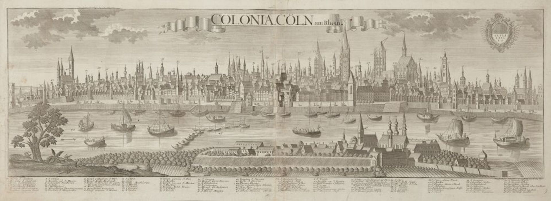 Köln.- Gesamtansicht von Probst nach Werner. Augsburg um 1750. Kupferstich.