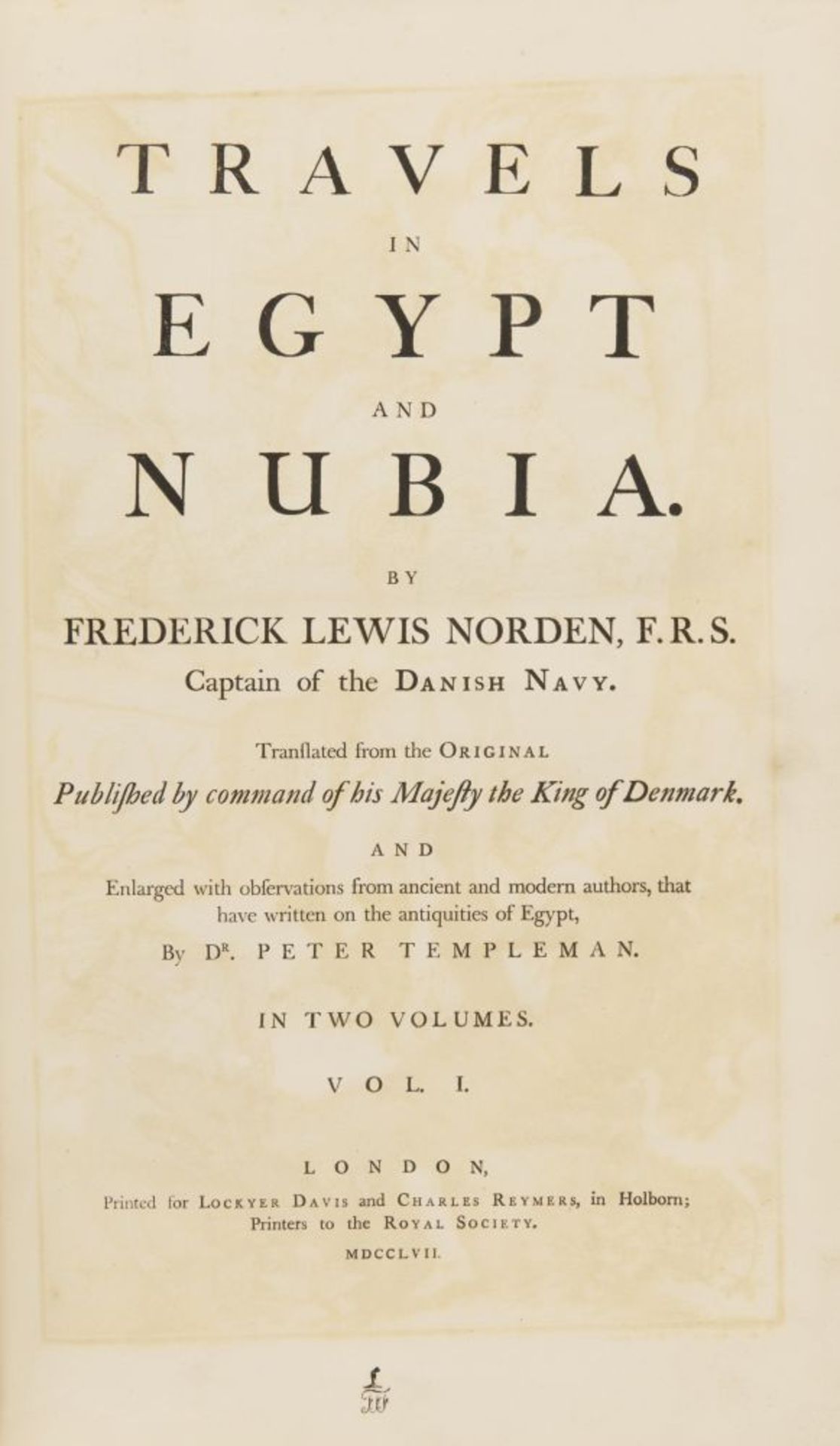F. L. Norden, Travels in Egypt and Nubia. 2 Bde in 1. Ldn 1757. - Image 2 of 4