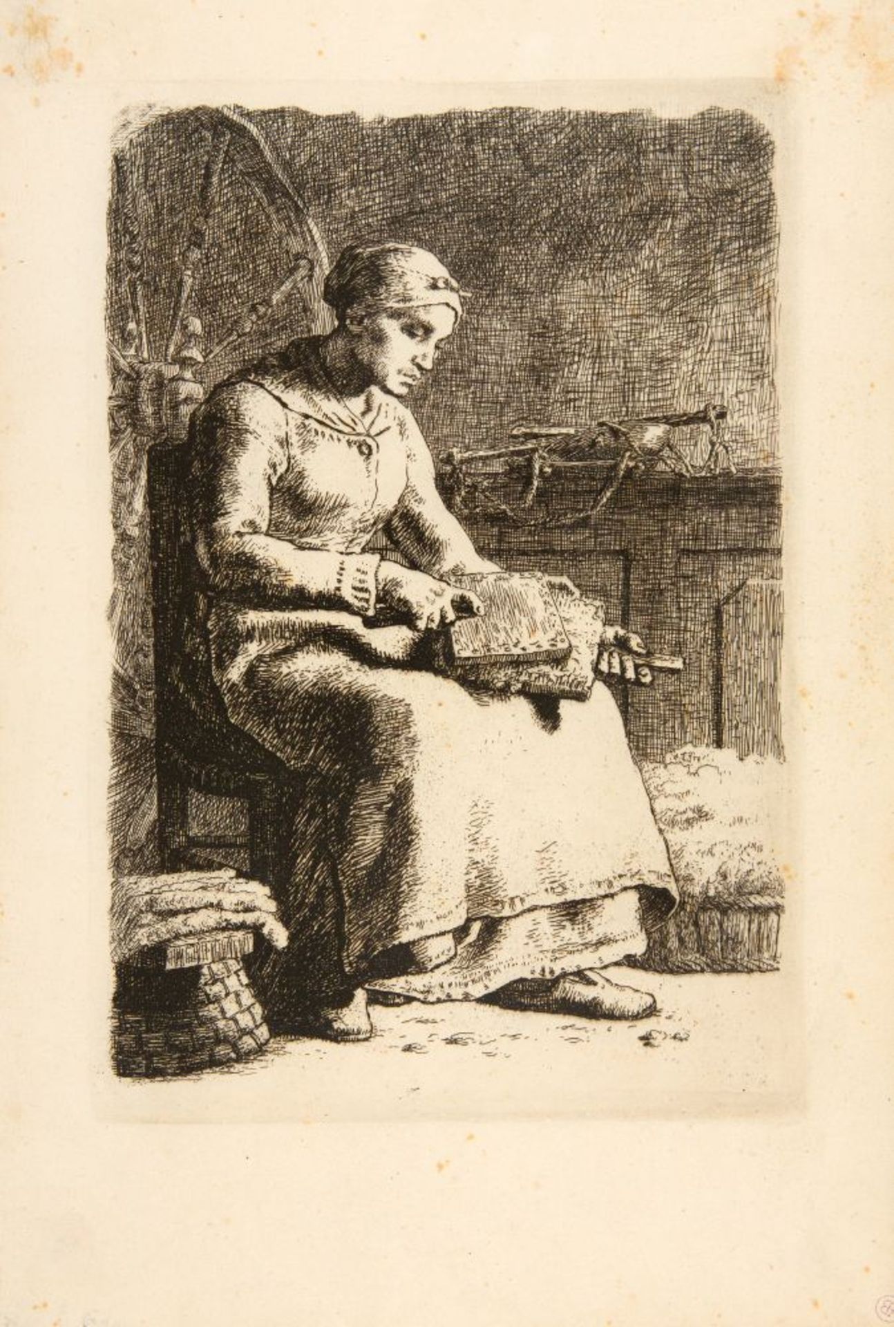 Jean François Millet. La Cardeuse. 1855/56. Radierung. D. 15.
