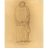 Ernst Barlach. Stehender massiger Geiger. 1910. Kohle und braune Tusche. Monogrammiert. Laur/Wittbol