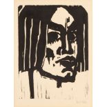 Emil Nolde. Frauenkopf III. 1912. Holzschnitt. Signiert. Schiefler 116 III (von III).