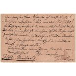 Joh. Brahms. E. Postkarte m. U.; Ischl, 21.V.1892. - An den Musikalienhändler Balduin Dörffel in Lei